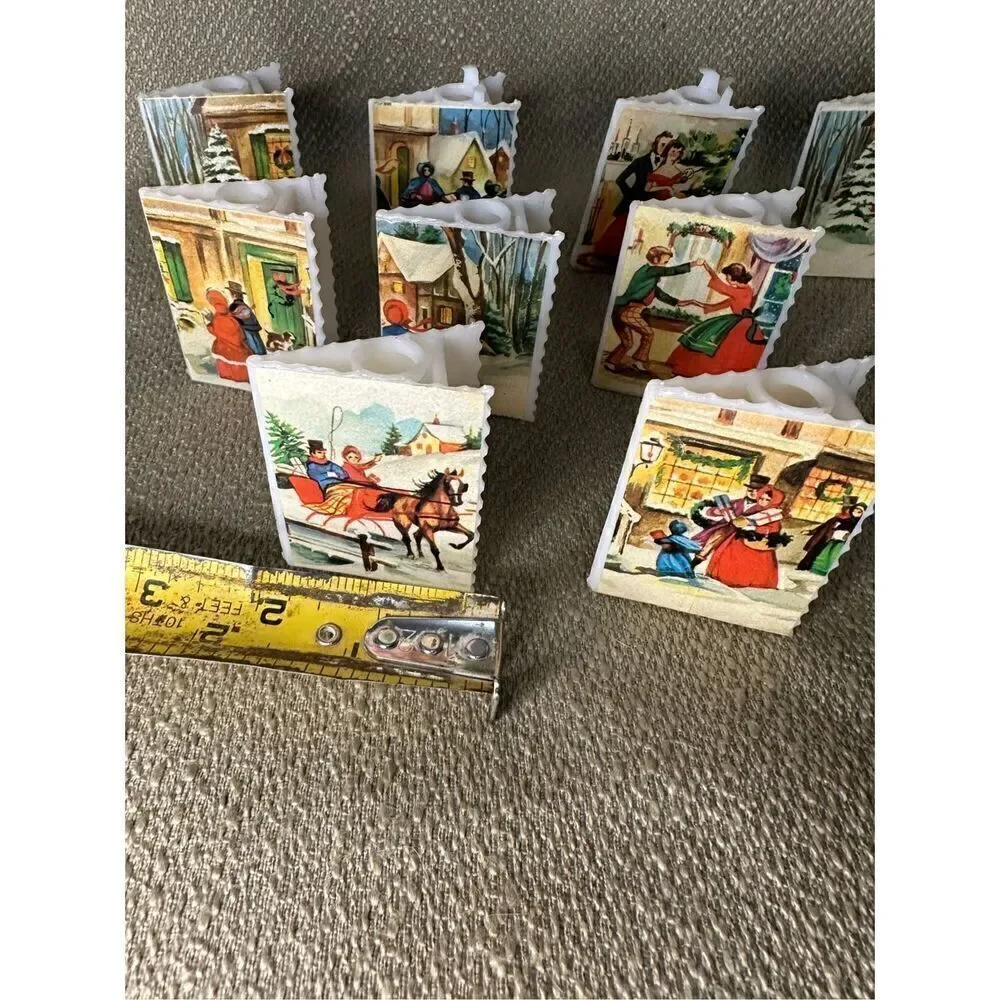 Vintage Christmas String Lights Postcard Winter Scenery Light Covers Lot of 10